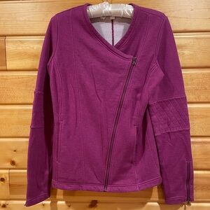 Under Armour Small Magenta Terry Moto Zip Jacket